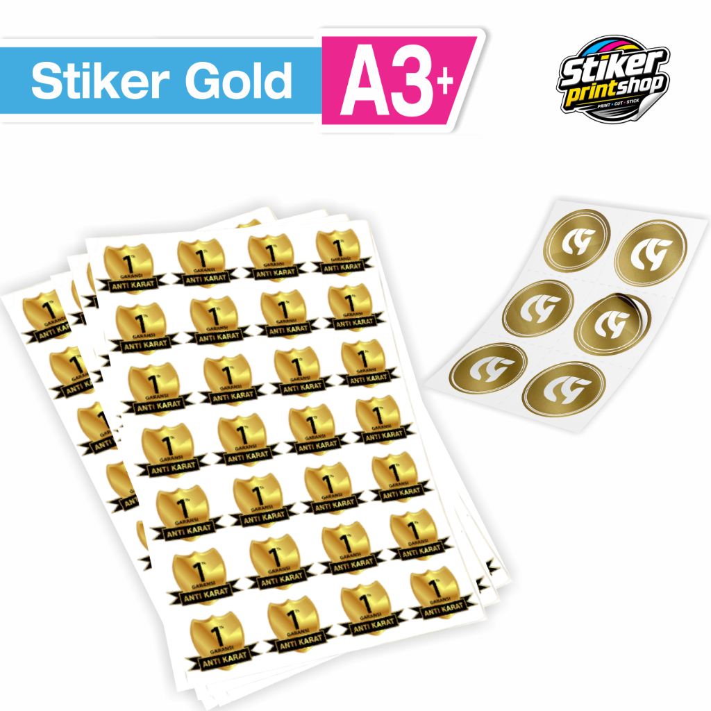Jual Cetak Stiker Gold Glossy A3+ / Stiker Label emas / Stiker Gold ...