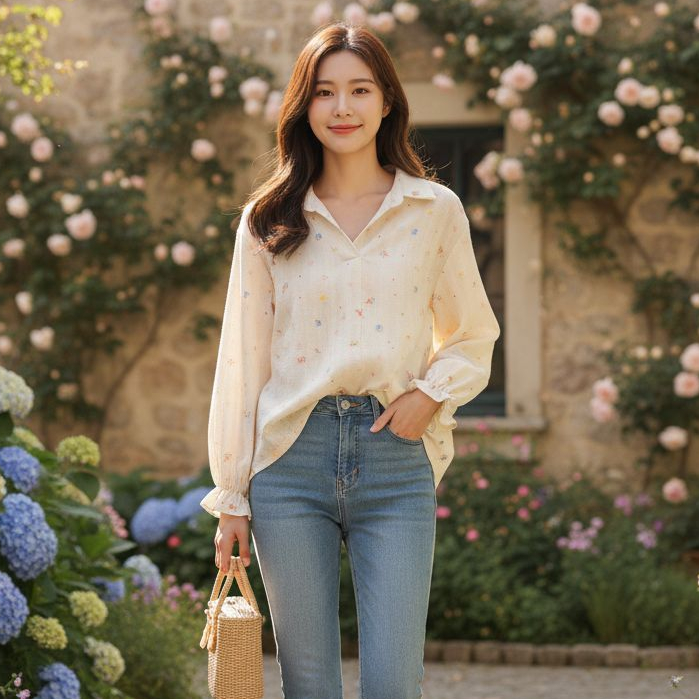 [YOONA] Cammomile 2210007 baju wanita Blouse oversized…
