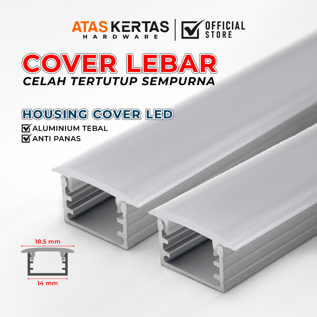 Jual Cover Rumah Lampu Led Strip Housing Aluminium Panjang 3 Meter ...
