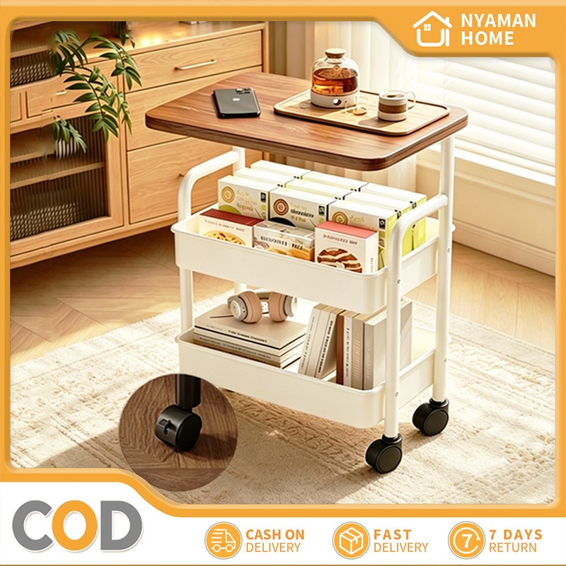 Jual COD Rak Troli 3 Tingkat Dengan Roda Rak Penyimpanan Serbaguna Baja ...