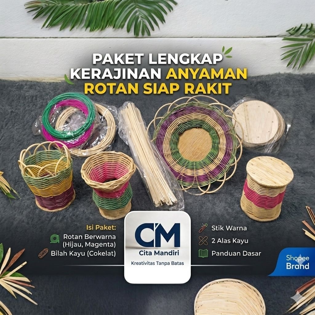 Anyaman Rotan Siap Rakit, Bahan Kerajinan Tangan, Prakarya Keterampilan Sekolah