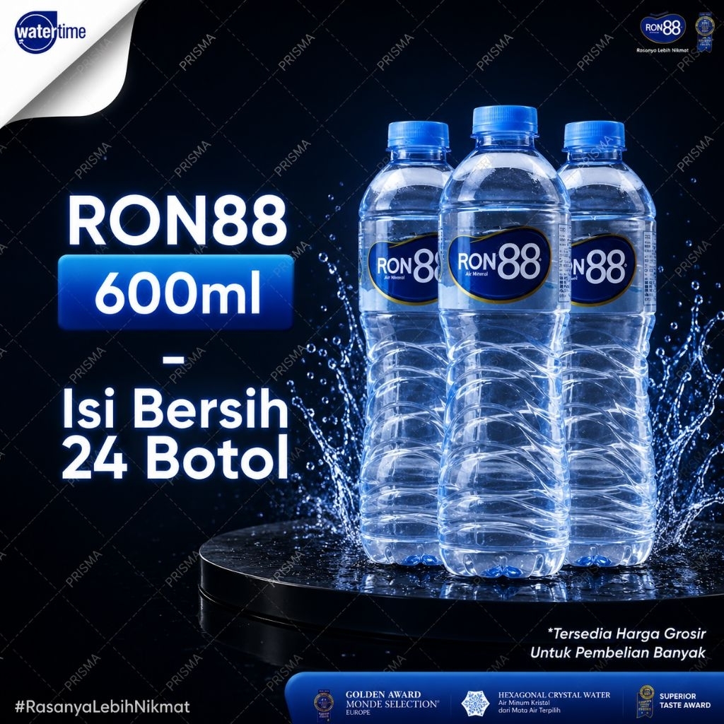 Jual RON88 Air Mineral 600ml Isi 24 Botol 1 Dus - Air Minum Segar ...