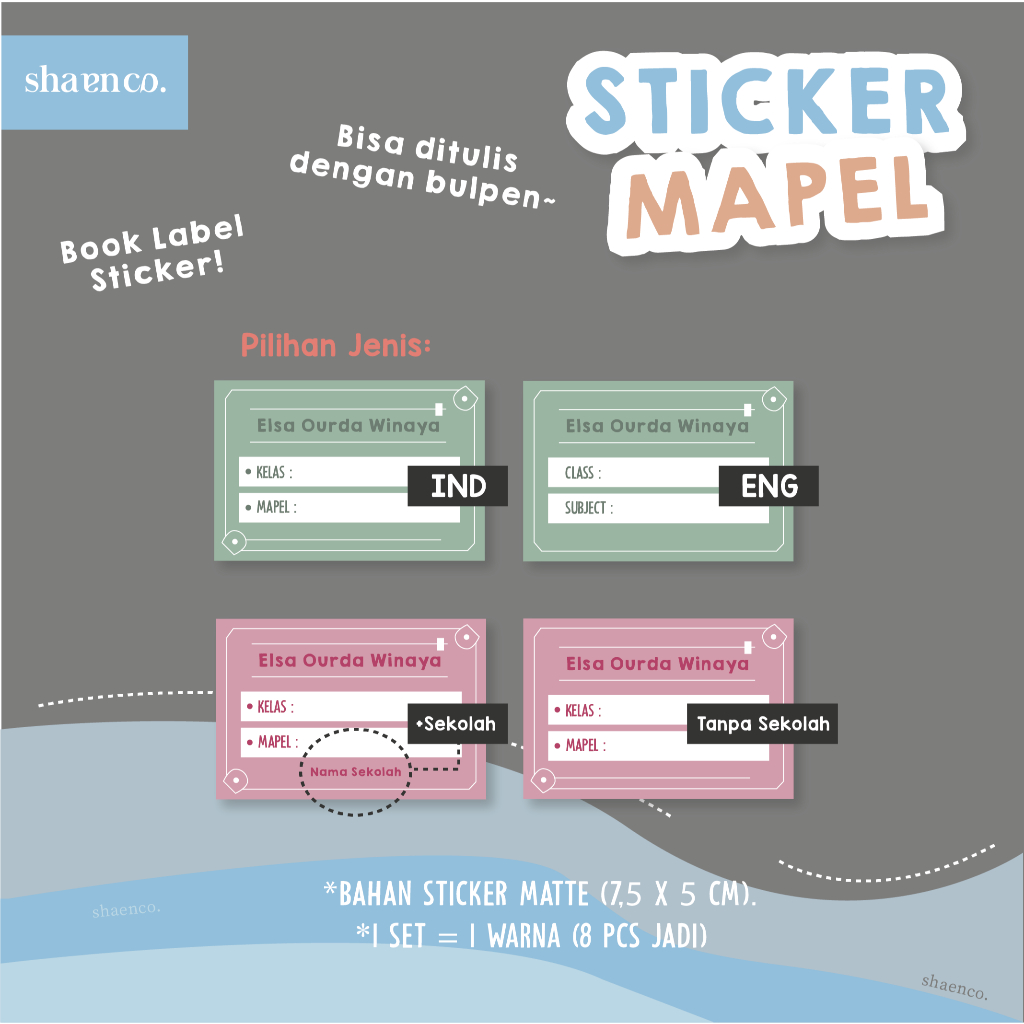 Jual STIKER MAPEL LABEL BUKU PELAJARAN SEKOLAH BOOK LABEL STICKER ...