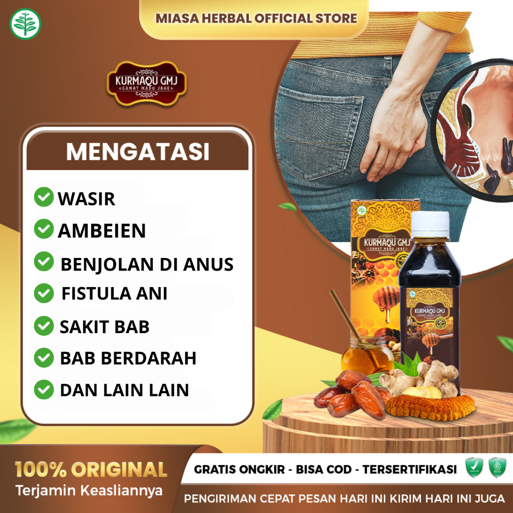 Kurmaqu GMJ - Obat Ambeien Wasir, Fistula Ani, Benjolan di Anus, Wasir Keluar Benjolan, Ambeyen,  Susah BAB, Sakit BAB, BAB Berdarah, Melancarkan BAB Herbal Paling Manjur Namun Hasil Setiap Orang Berbeda