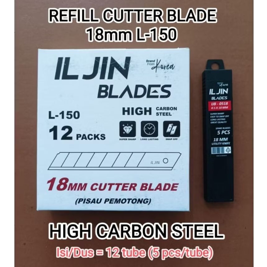 Jual Isi Refill Cutter Besar L-150/18mm (isi/Dus 12 tube x 5 pcs) ILJIN ...