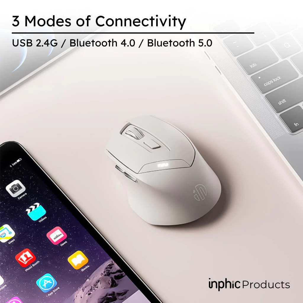 Mouse Wireless Tri-Mode DR Silent PixArt PA3207 2400 DPI - foto 1