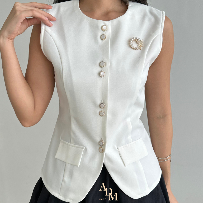 Jual ADM || Claire | Atasan Premium Collection Pin Bunga|| Kancing ...