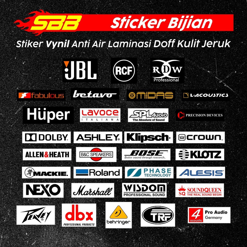 Jual Sticker Sound System (BIJIAN) Vynil Anti Air Laminasi Doff Premium ...