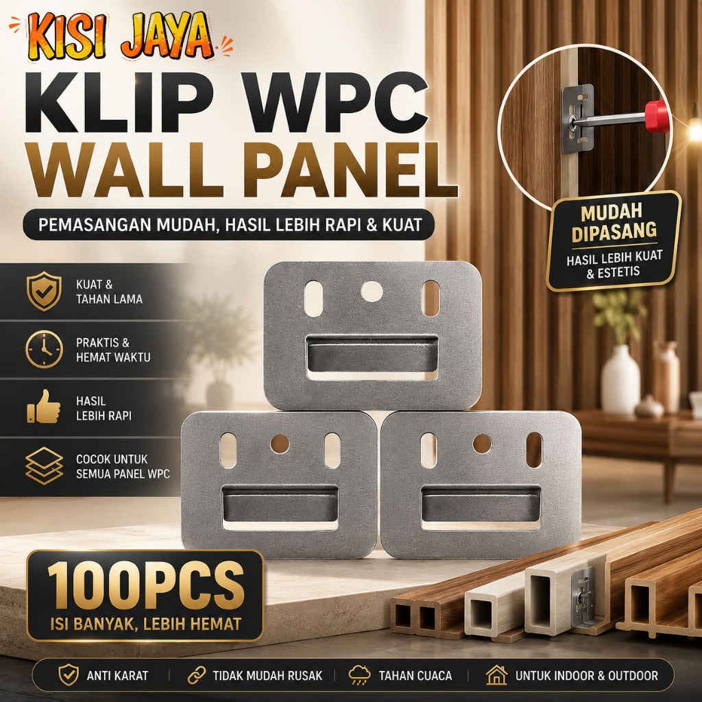 Jual (100 Pcs)Klip WPC Wallpanel / Klip WPC Wood Panel 36mm x 50mm ...