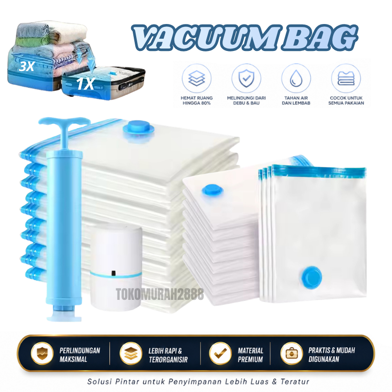 Vacum Plastic Korea Bag Travel / Vakum Baju Pakaian / Plastik Penyimpanan Baju 30x40 35x50 40x50 40x60/ Vacum Plastik