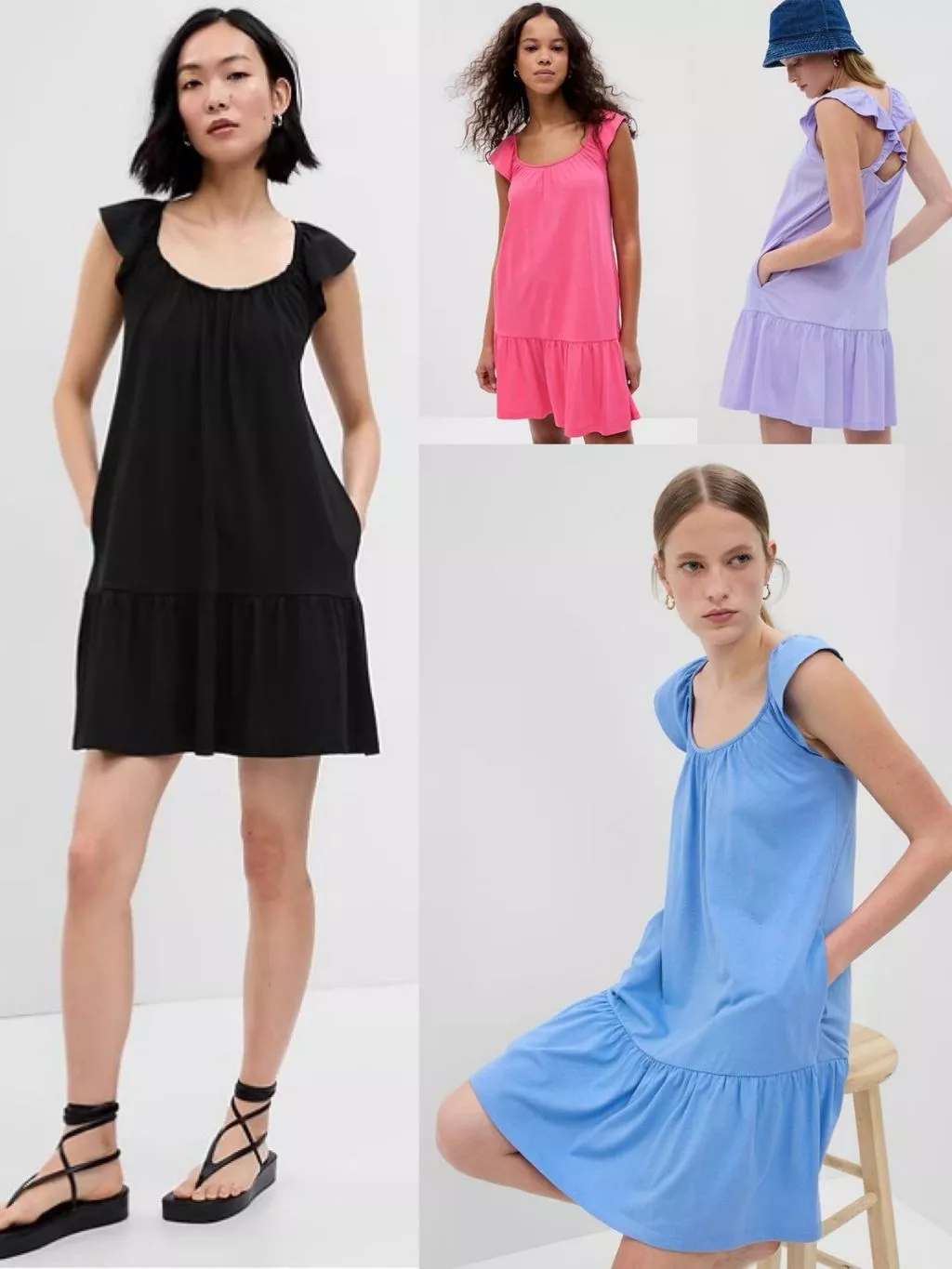 Dress Mini Wanita Bahan Katun GP Ruffle Hem Mini Dress - 2408