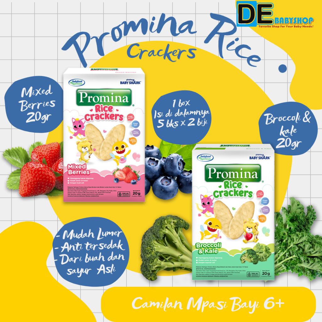 Jual Promina Rice Crackers Broccoli & Kale Mix Berries 20g / Snack baby ...