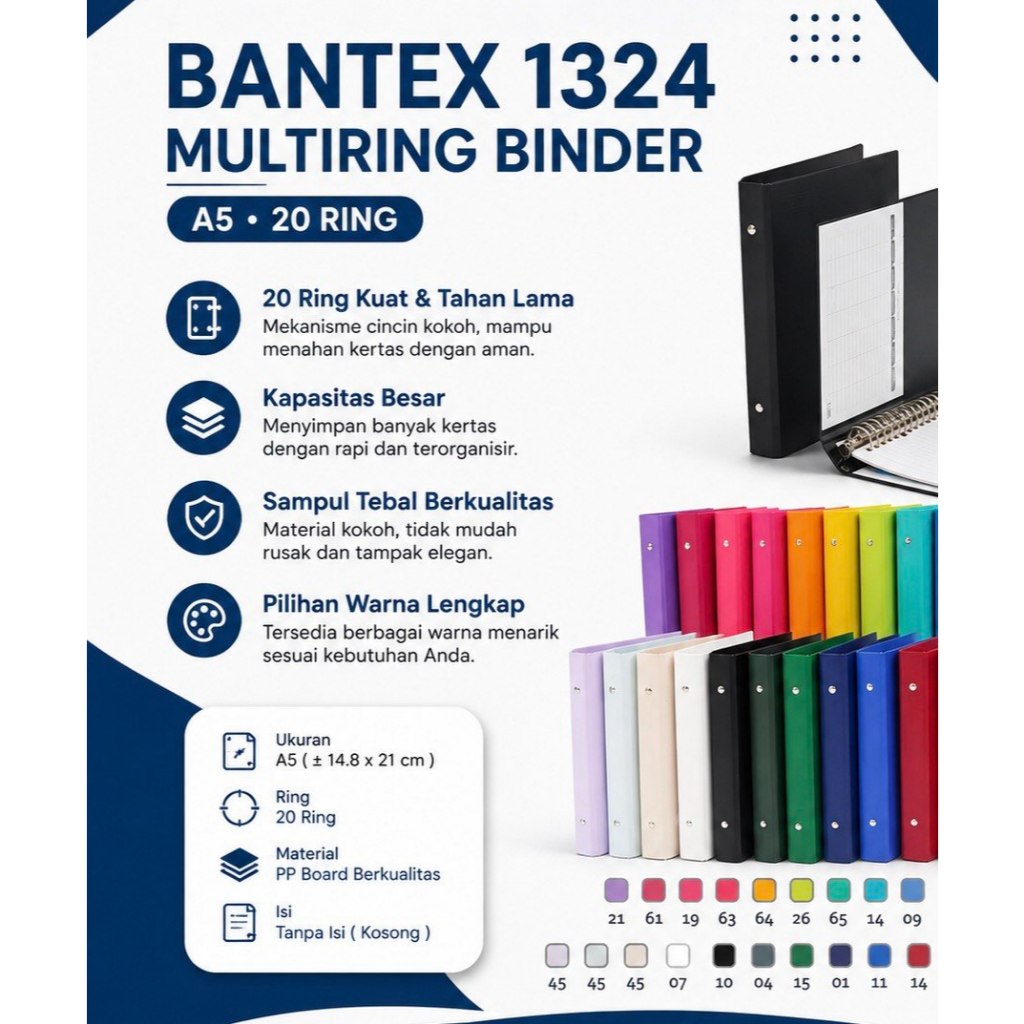 Jual BINDER BANTEX 1324 MULTI RING A5 20 RING NOTEBOOK 1 PCS | Shopee ...