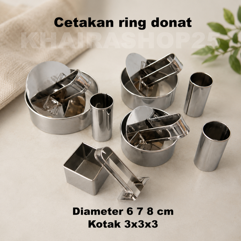 Jual 1 set Cetakan donat stainless ring cutter donat diameter 6 7 8 9 ...
