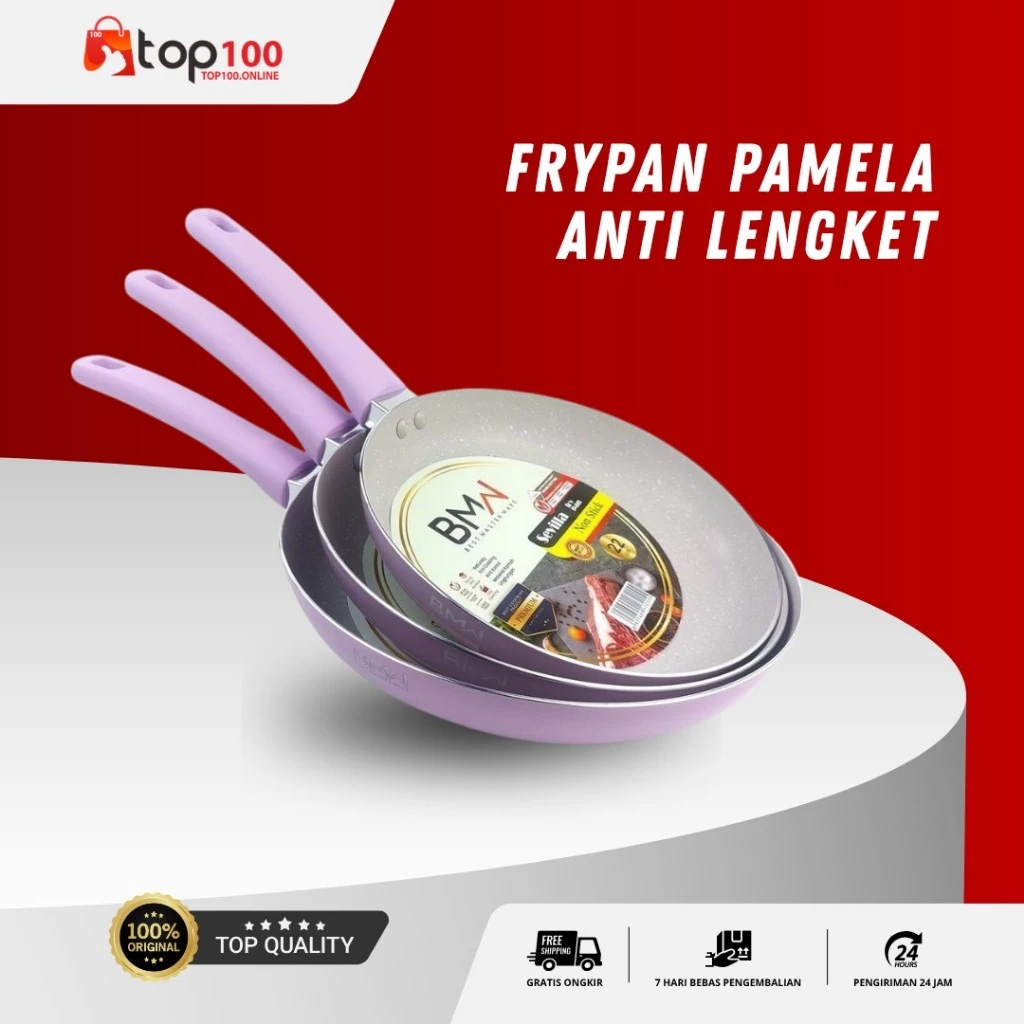 Top100 Teflon Frypan Anti Lengket 4 Ukuran