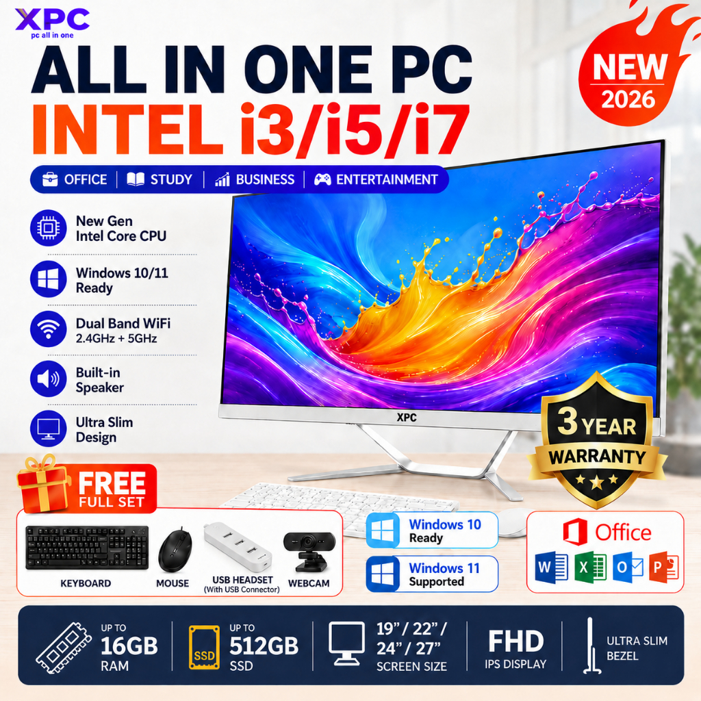 XPC - Komputer All In One Cocok untuk penggunaan kantor windows10/11+office Nikmati garansi satu tahun dan keyboard dan mouse gratis