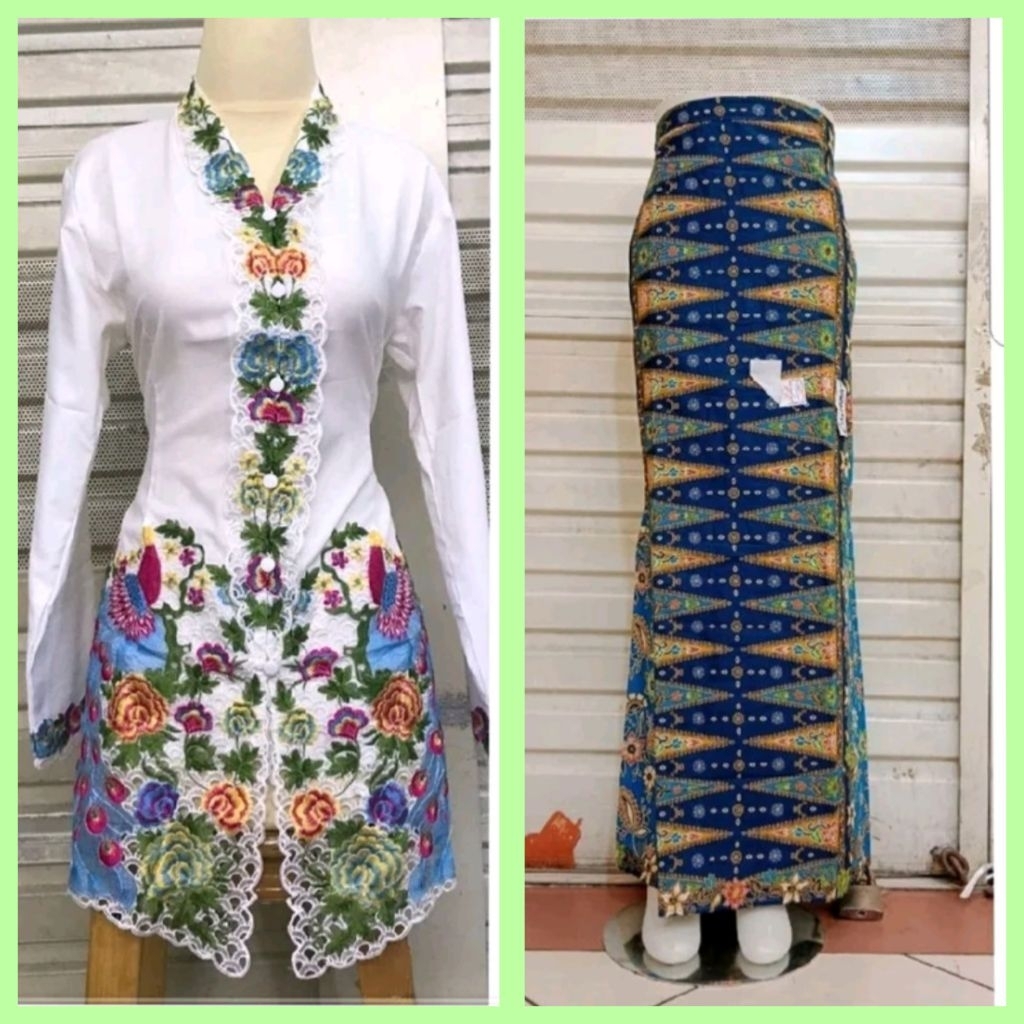 Jual kebaya encim moderen // setelan kebaya encim bordir merak ...