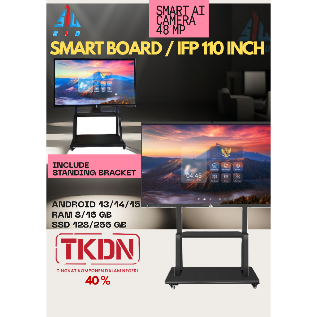 Jual TKDN SIU Interactive Flat Panel IFP Smartboard smart board110 Inch ...