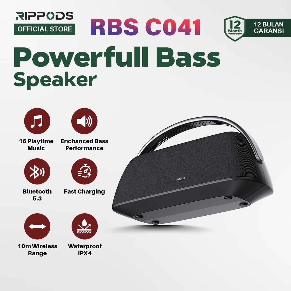 Jual RIPPLE Bluetooth Speaker RBS C041 Heavy Bass 360 Degree Bass Sound ...