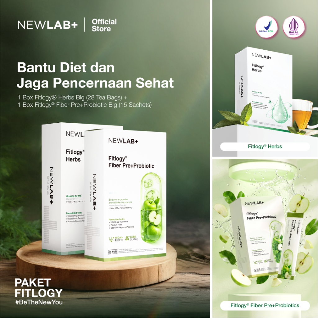 Jual NEWLAB Fitlogy Tea Herbs & Fiber Pre+Probiotic 30 Billions ...