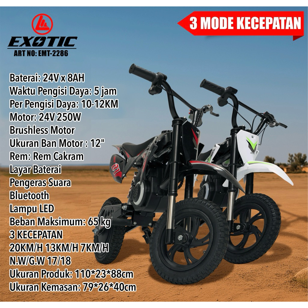 Motor Trail anak listrik Exotic ET 2286 motor aki anak tril trel