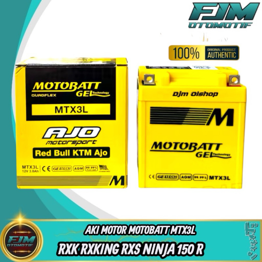 Aki Kering Motobatt Rx-King MTX3L Original Aki Kering GEL Original Rxking Ninja Old GL Pro 12Vol-3Ah