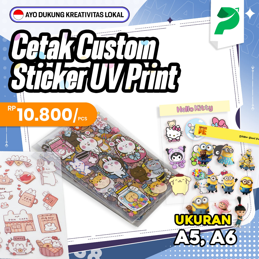 Jual Cetak Sticker Sheet Clear Transparant A5/A6 / Custom Design ...