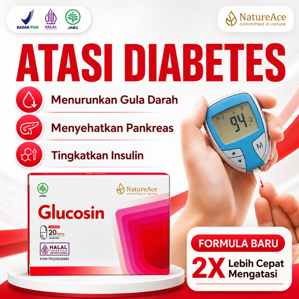 Nature Ace - Glucosin Obat Diabetes Kencing Manis Perbaiki Prankeas Penurun Gula Darah Tingkatkan Insulin 20 Kapsul