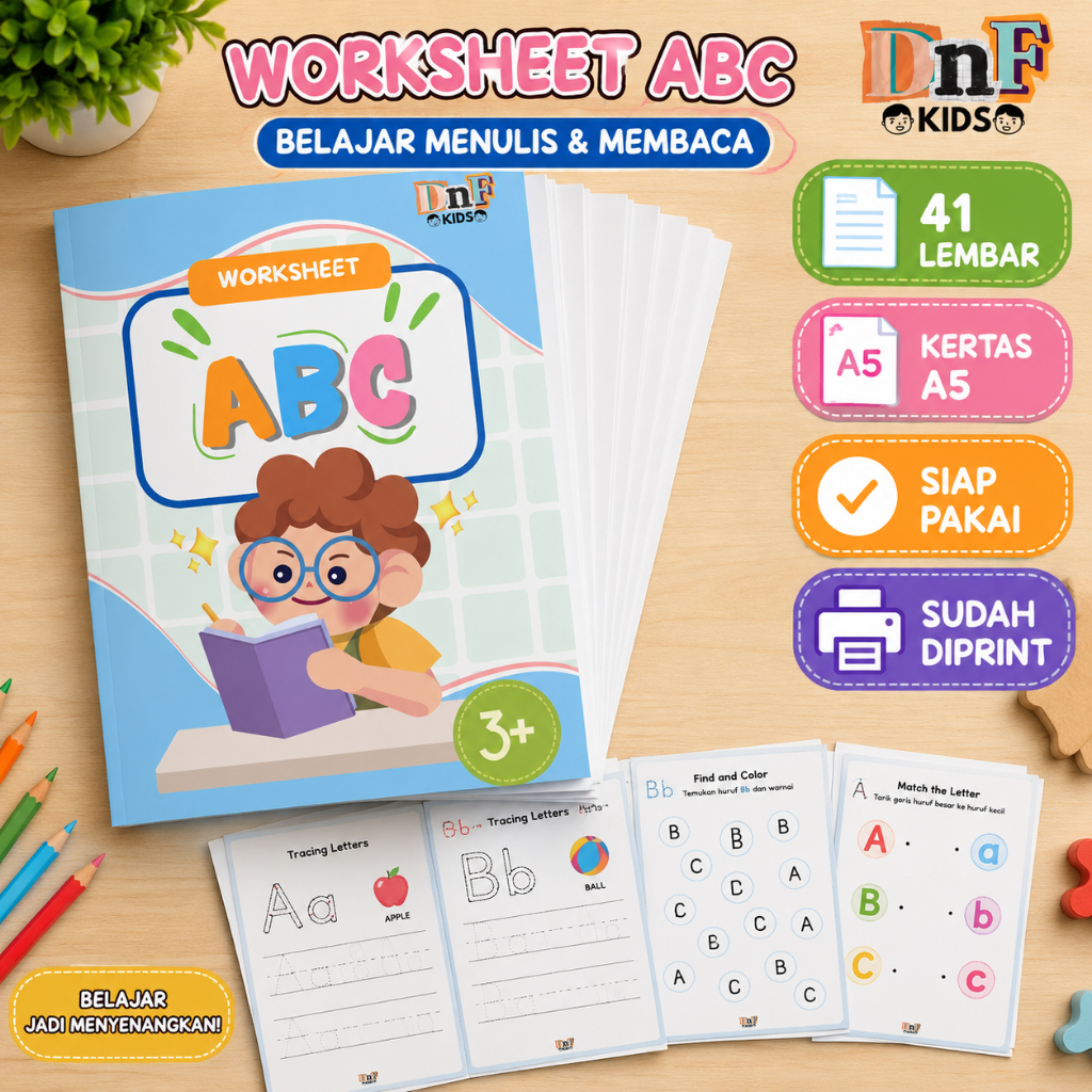 Jual Worksheet Anak ABC Lembar Aktivitas Mengenal Alfabet PAUD TK Usia ...