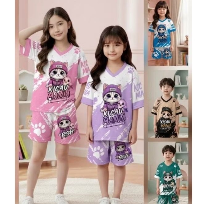 Setelan Jersey Anak V Neck Karakter Kicau Mania Viral Usia 1 - 12 Tahun Terbaru
