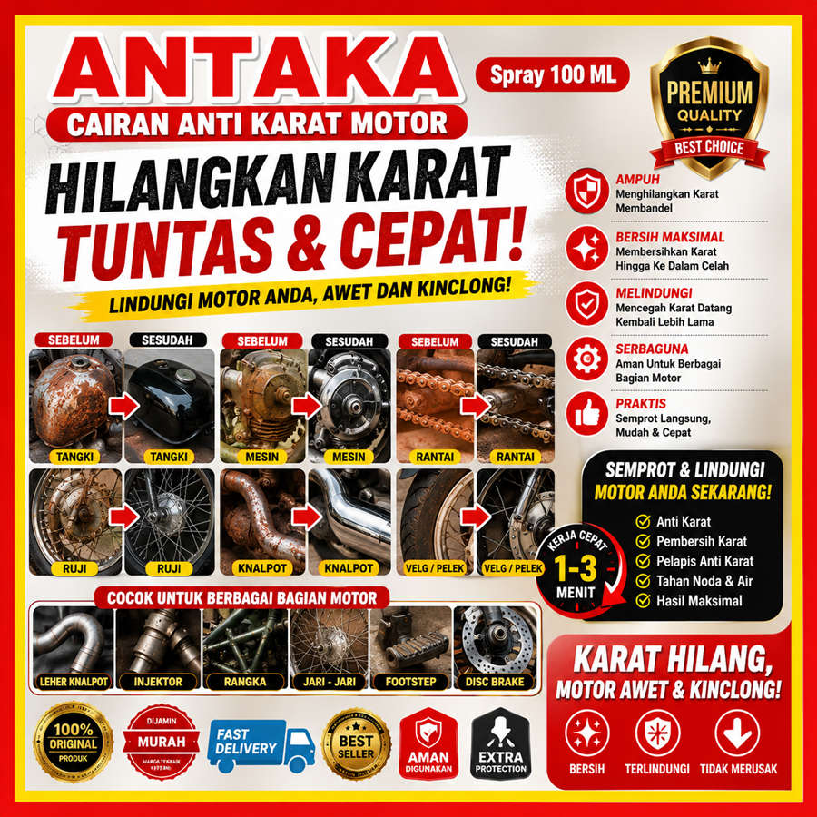 Jual ANTAKA Cairan Anti Karat Motor 100 ML Tangki Mesin Rantai Injektor ...