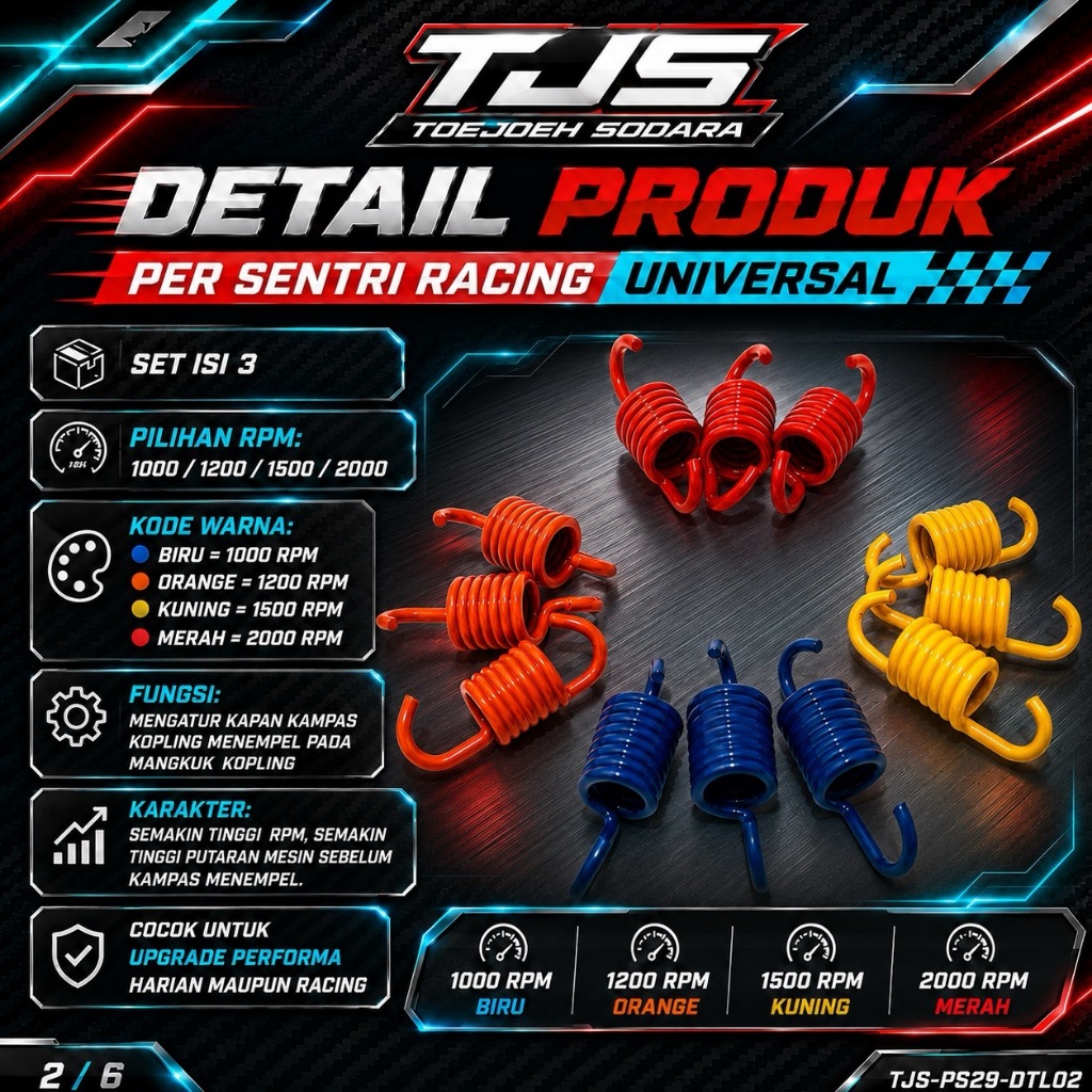 Jual SET ISI 3 PER SENTRI RACING 1000 RPM 1500 RPM 2000 RPM UNIVERSAL ...
