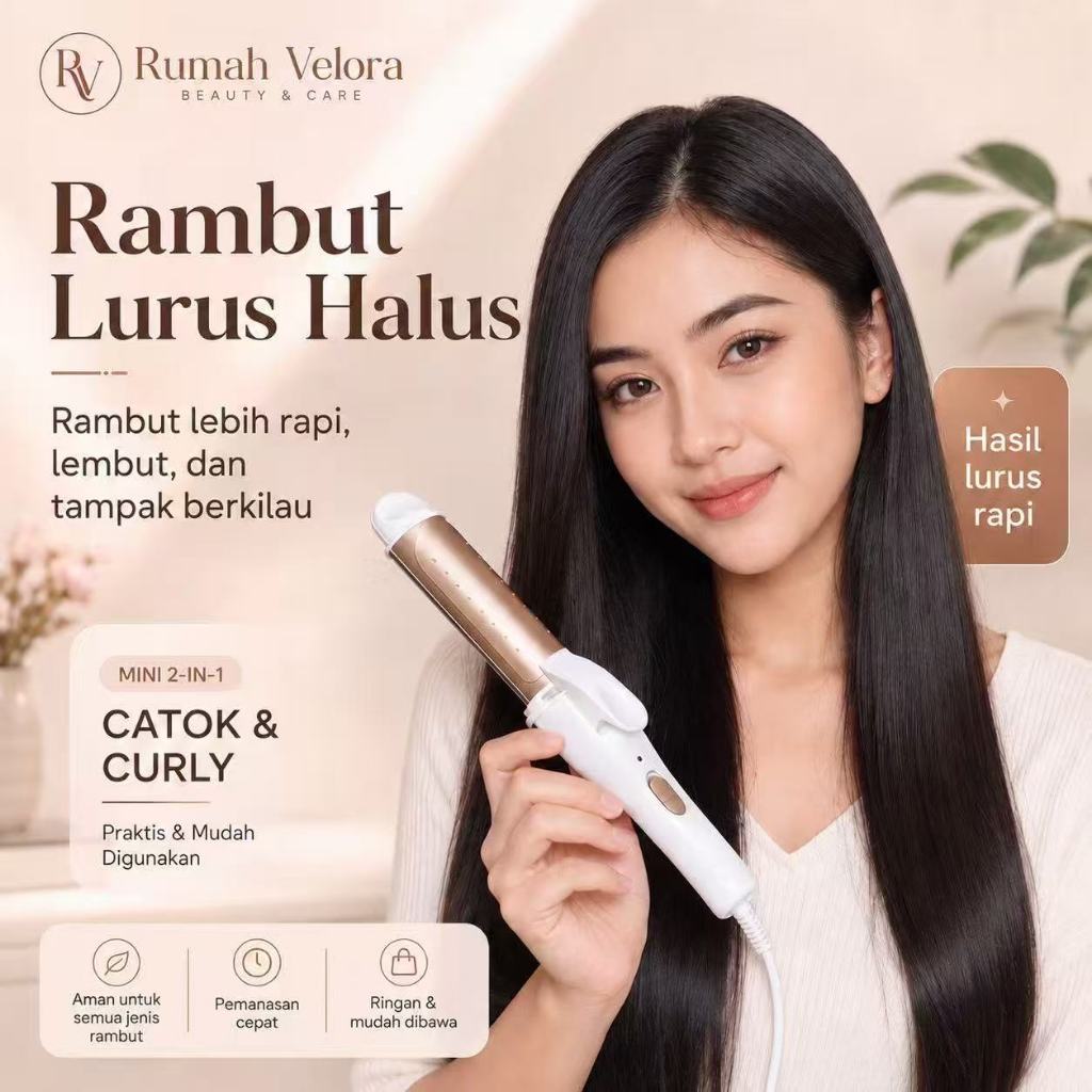 Jual Catokan Rambut Mini 2 in 1 Portable Pelurus & Pengeriting Rambut ...