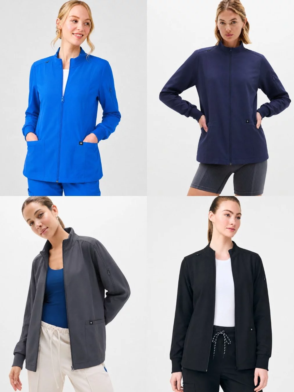 Jaket Sport Casual Wanita Beyond Scrubs 3-Pocket Zip-Front Mock Neck Jacket - BYS-2440