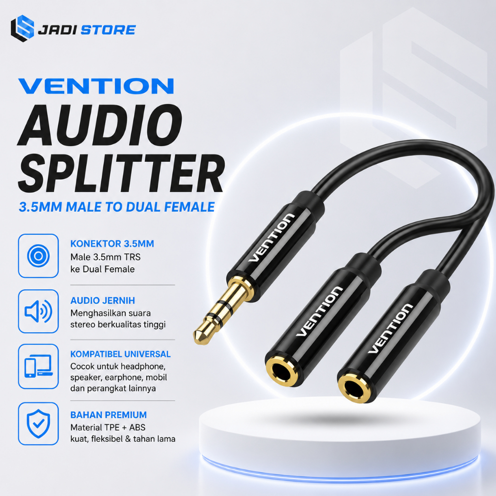Jual Vention BBS Kabel Aux Audio Splitter 3.5mm Male to 2 Female Jack ...