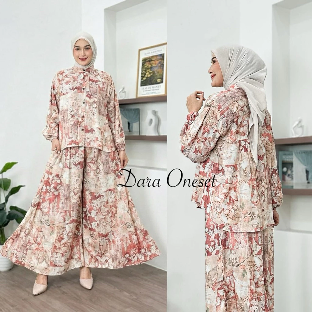 Foto 4 Dara one set motif baru rayon diamond lengan karet celana kulot jumbo setelan kekinian | 015