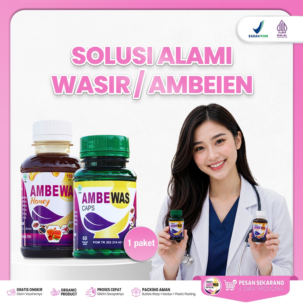 Paket Makkata Ambewas Caps & Honey  Atasi Gejala Ambeien Wasir Kapsul Ambewas & Madu Ambewas Makkata