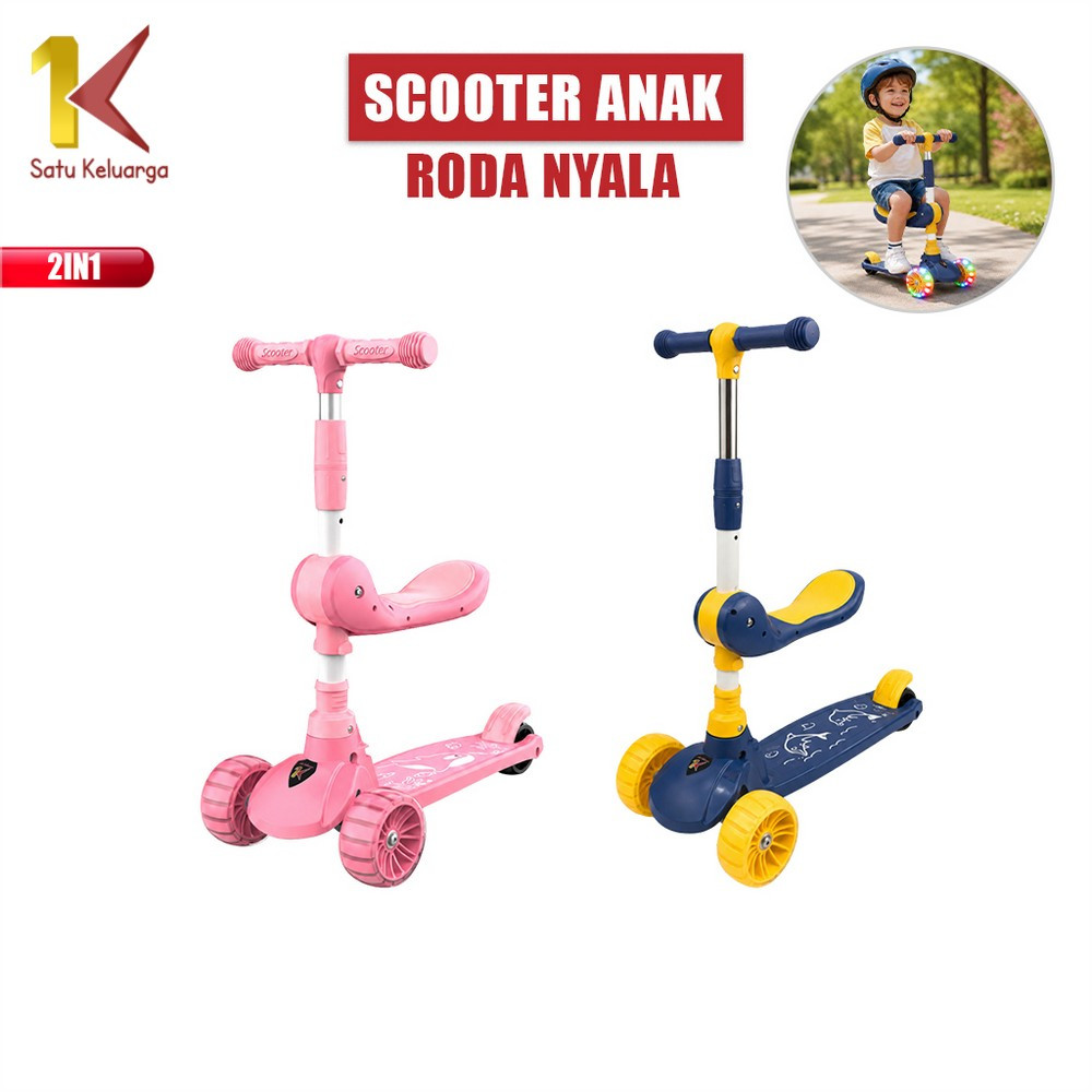 Jual Satu Keluarga Mainan Anak Skuter Otoped Sepeda Duduk 3 Roda 2in1 ...
