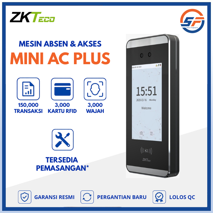 Jual Mesin Absensi Wajah ZKTECO MINI AC PLUS Access Control Mesin Absen ...