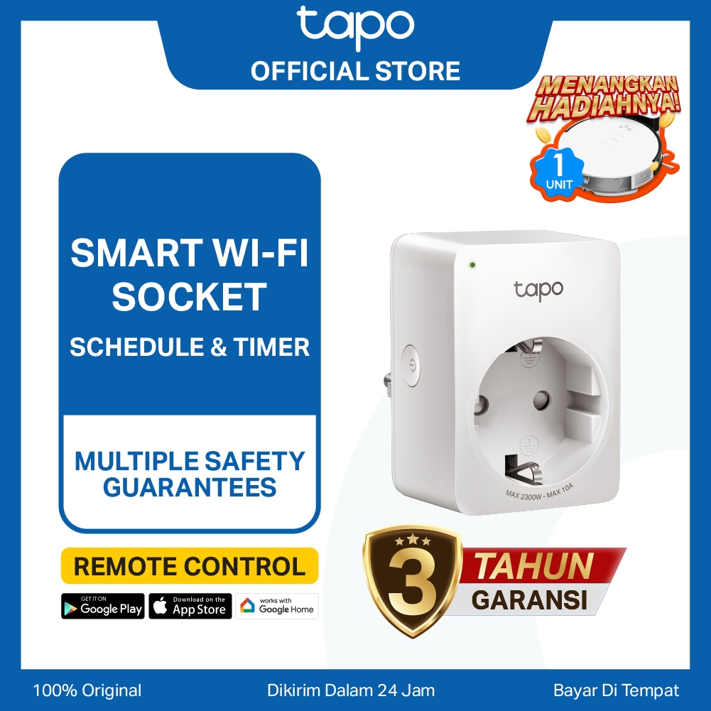 Jual TAPO P100 Smart Plug Wifi Colokan Wireless Schedule Timer Voice ...