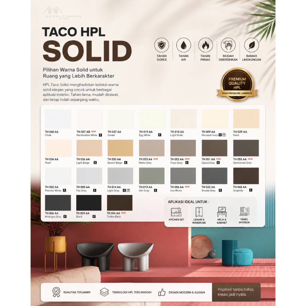 Jual HPL Taco Solid - TACO Laminate HPL Solid per 1 lembar 122 CM X 244 ...