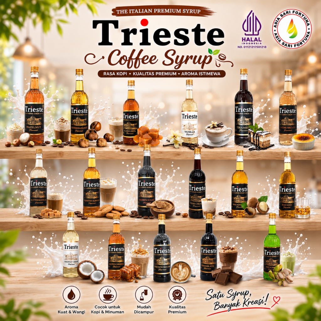 Jual TRIESTE Italian Premium Syrup Varian COFFEE SYRUP 650ml | Shopee ...