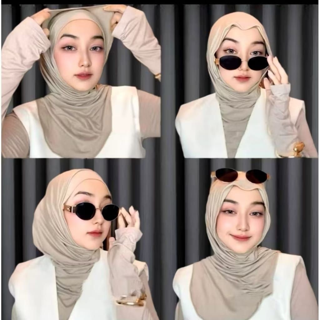 HIJAB INSTAN BERGO HUMA PLUS INNER BAHAN KAOS JERSEY COLTECH MELEYOT | HIJAB INSTAN JISO MELEYOT
