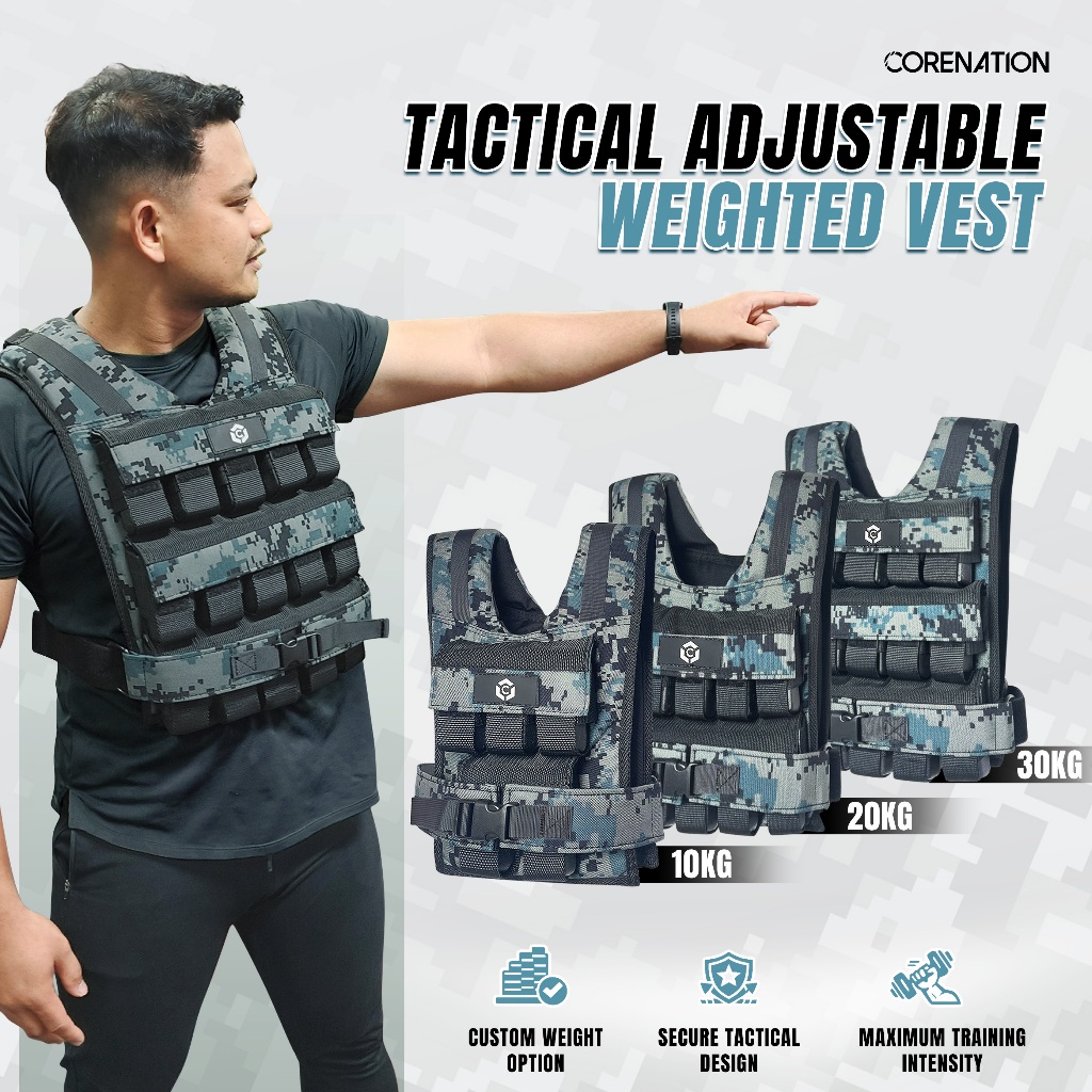 Jual CoreNation Tactical Adjustable Weighted Vest 1 Set Lengkap - Rompi ...
