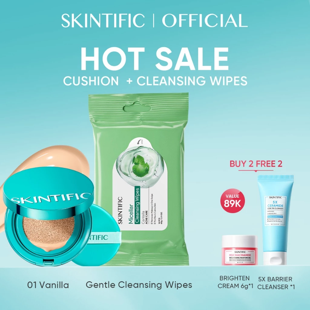 SKINTIFIC - PERFECT STAY SERUM MATTE CUSHION FOUNDATION SPF 50 PA++++ | Soft Matte Finish Menghalusk