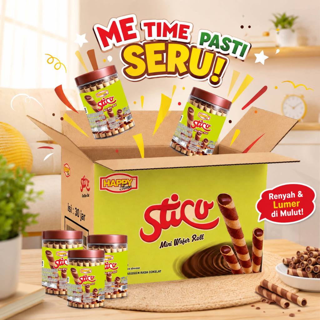 Jual [TERLARIS] HAPPY TIME - Sticu Astor Wafer Mini Roll Chocolate (1 ...