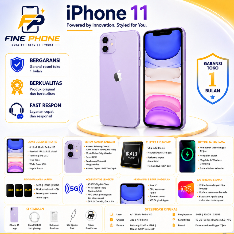 Jual IP 11 64GB 128GB SECOND LIKE NEW 100% ORIGINAL Bergaransi | Shopee ...
