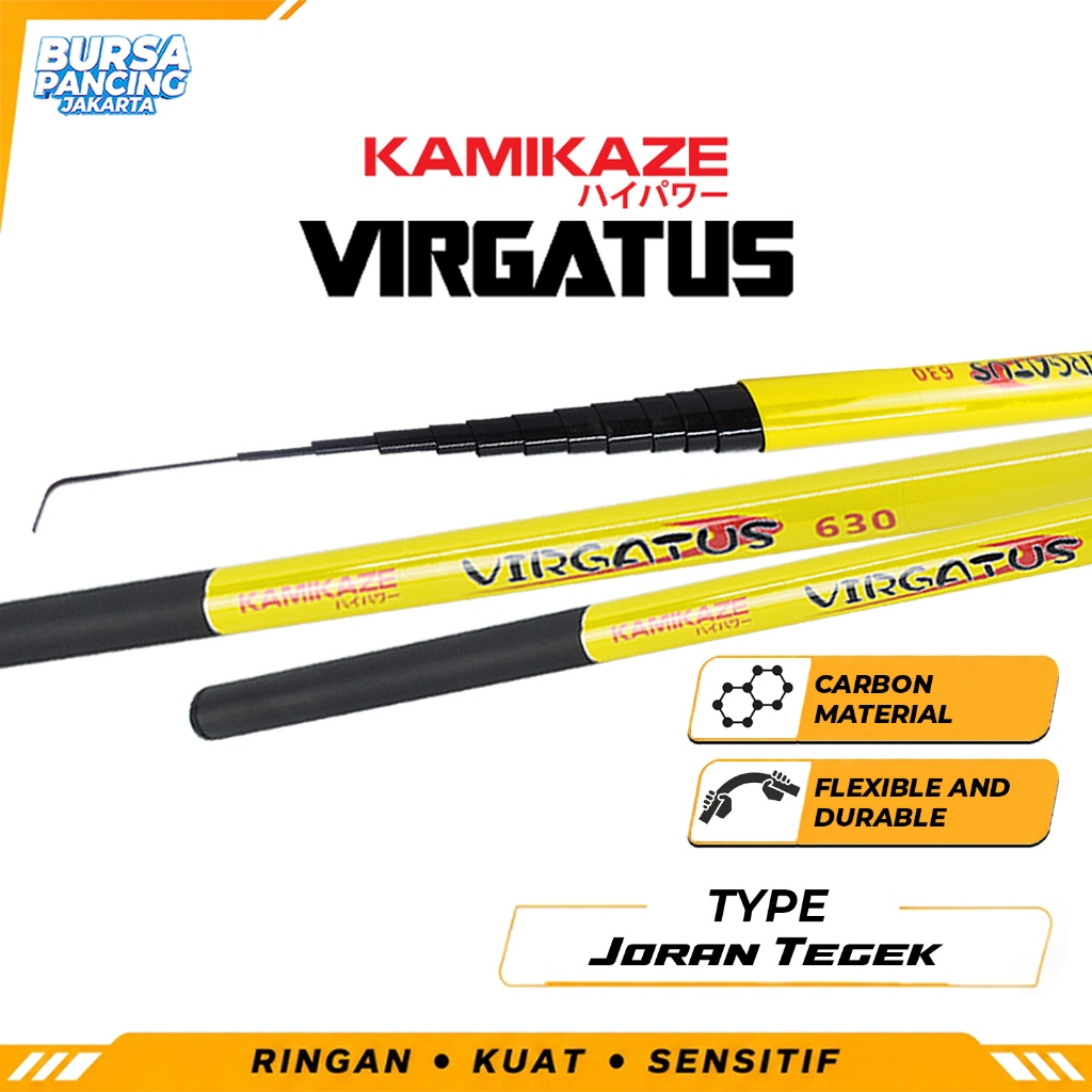 KAMIKAZE Joran Tegek VIRGATUS 240CM - 720CM Carbon Ruas Panjang Cocok Untuk di Sungai dan Muara