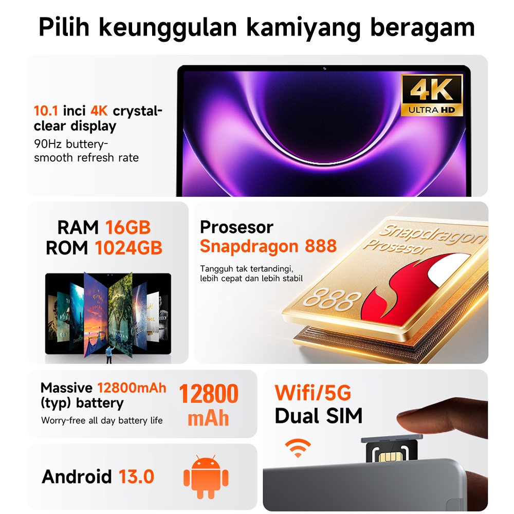 Jual COD Xiaomi Pad Pro 2026 Tablet 10.1 Inch Full Screen Android 13.0 ...