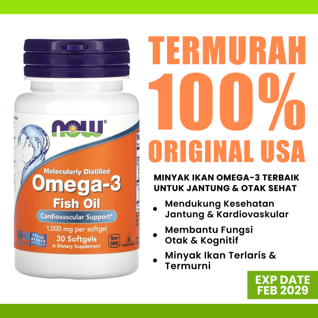 Jual Suplemen Vitamin Omega 3 Fish Oil Now Minyak ikan 1000 mg 30 ...